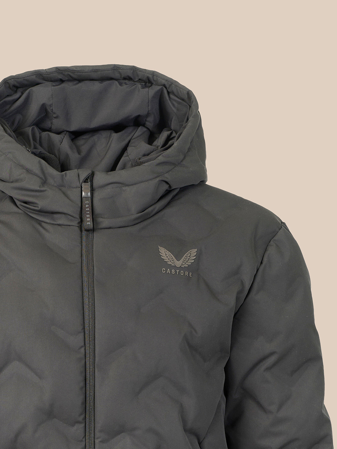 Heren gewatteerde jas met capuchon - Grijs - Gunmetal