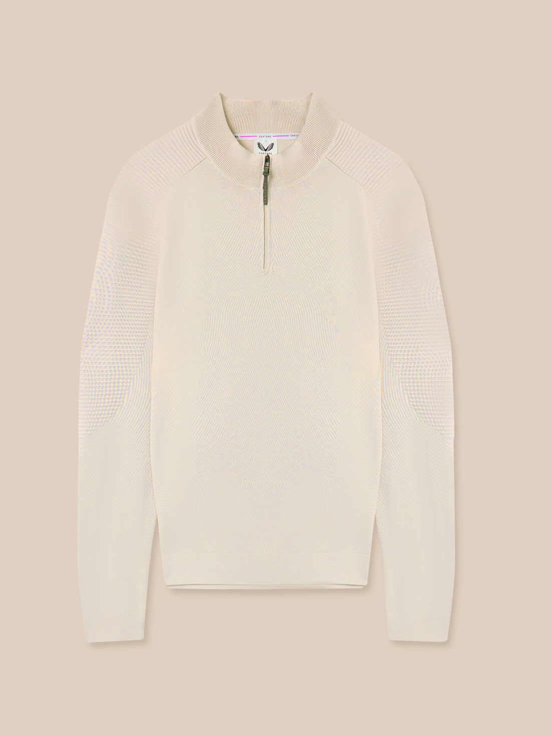 Men's Golf Long Sleeve Quarter Zip Top - Cream - Cream