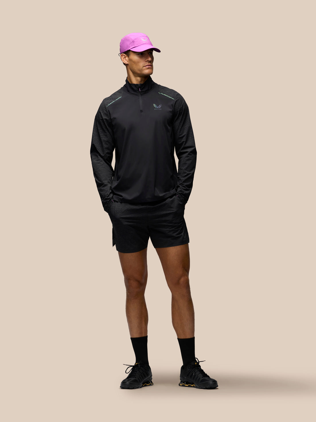 Heren Zone shirt met lange mouwen en 1/2-ritssluiting - Zwart - Zwart