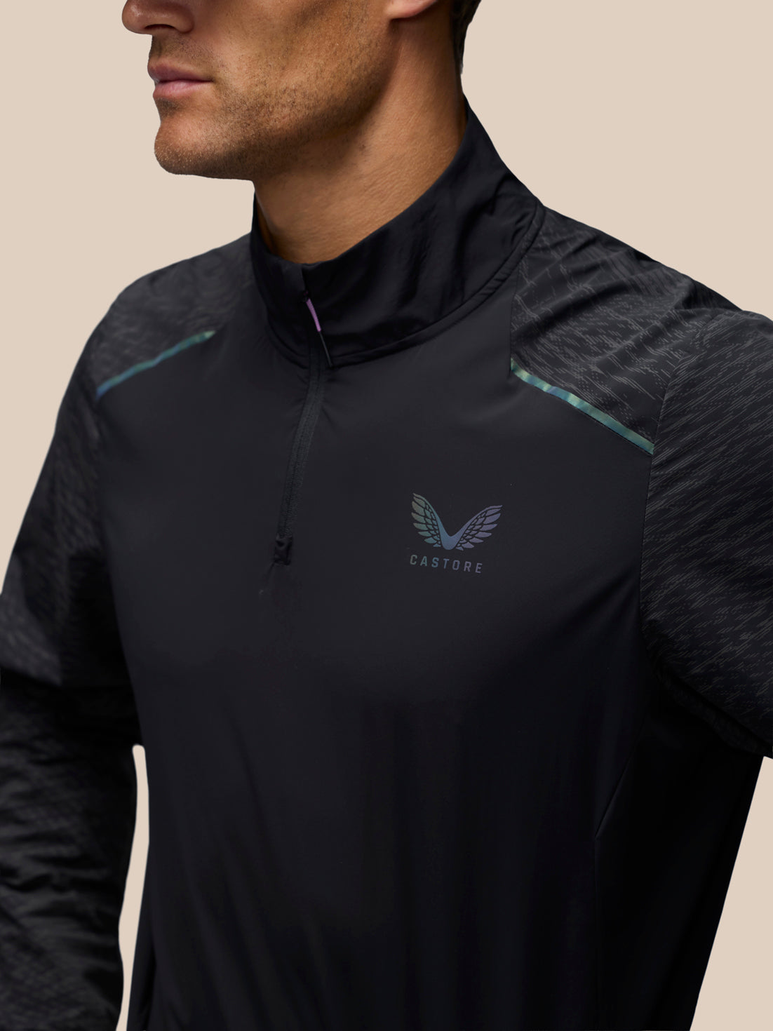 Heren Zone shirt met lange mouwen en 1/2-ritssluiting - Zwart - Zwart