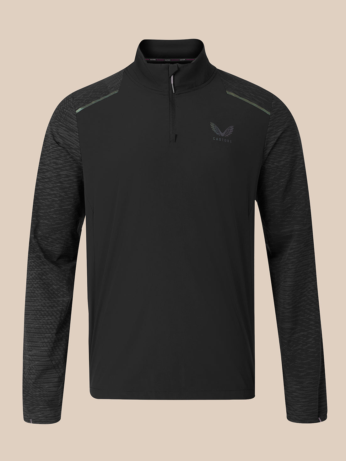 Heren Zone shirt met lange mouwen en 1/2-ritssluiting - Zwart - Zwart