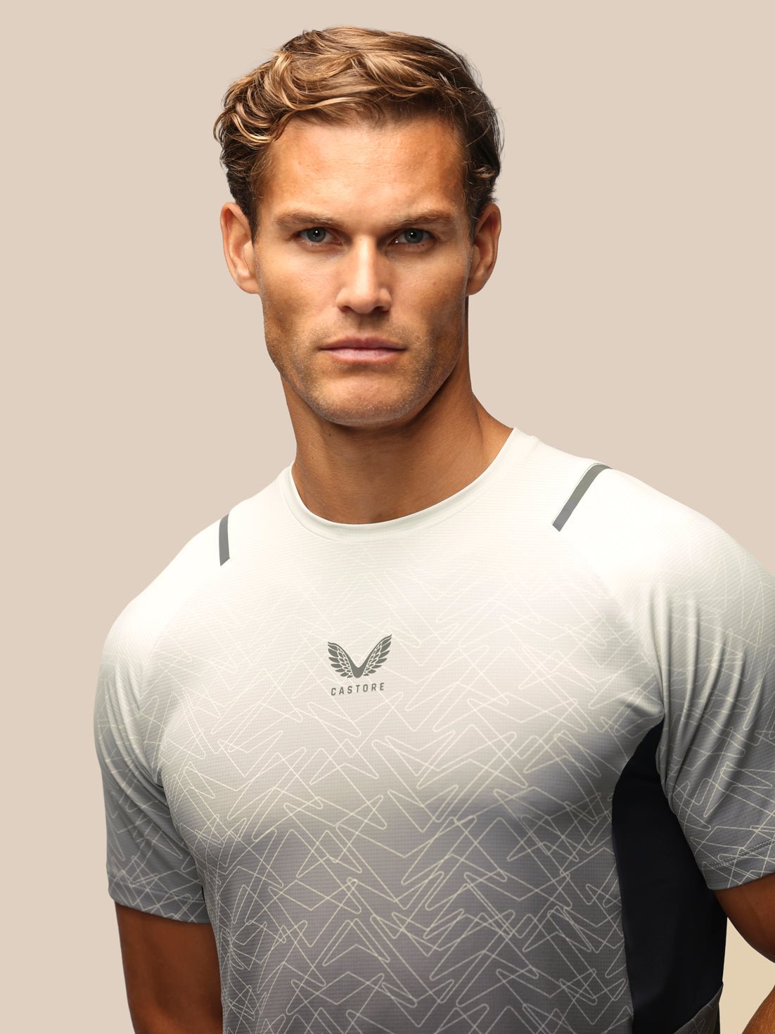 Apex-T-Shirt für Herren mit kurzen Ärmeln und geometrischem Print – Grau - Grau