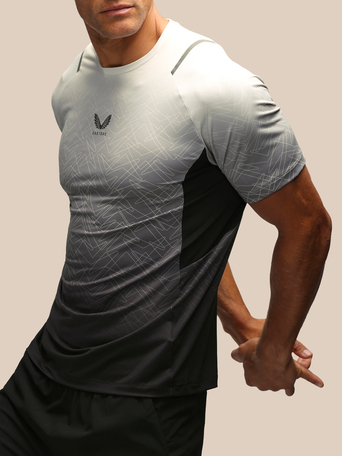 Apex-T-Shirt für Herren mit kurzen Ärmeln und geometrischem Print – Grau - Grau
