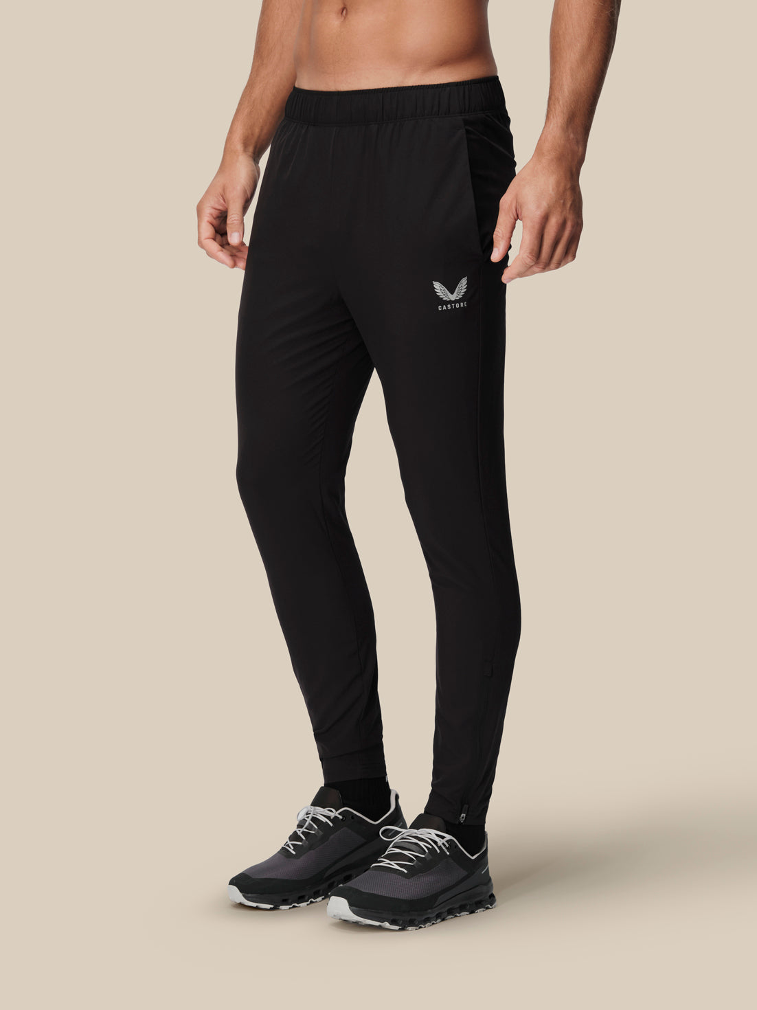 Herren Slim-Fit-Thermo-Webjogginghose - Schwarz