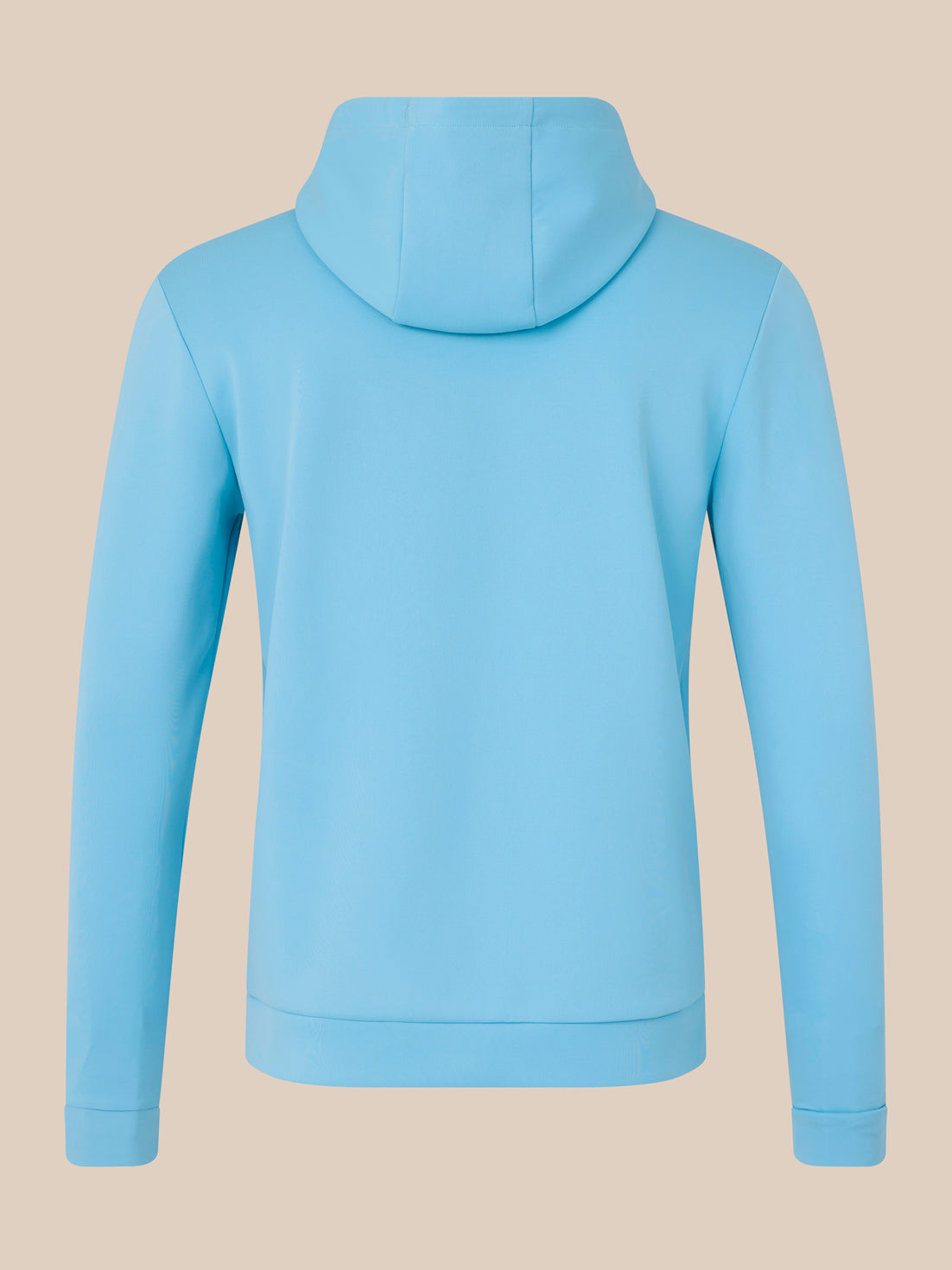 Light blue hoodie on a beige background