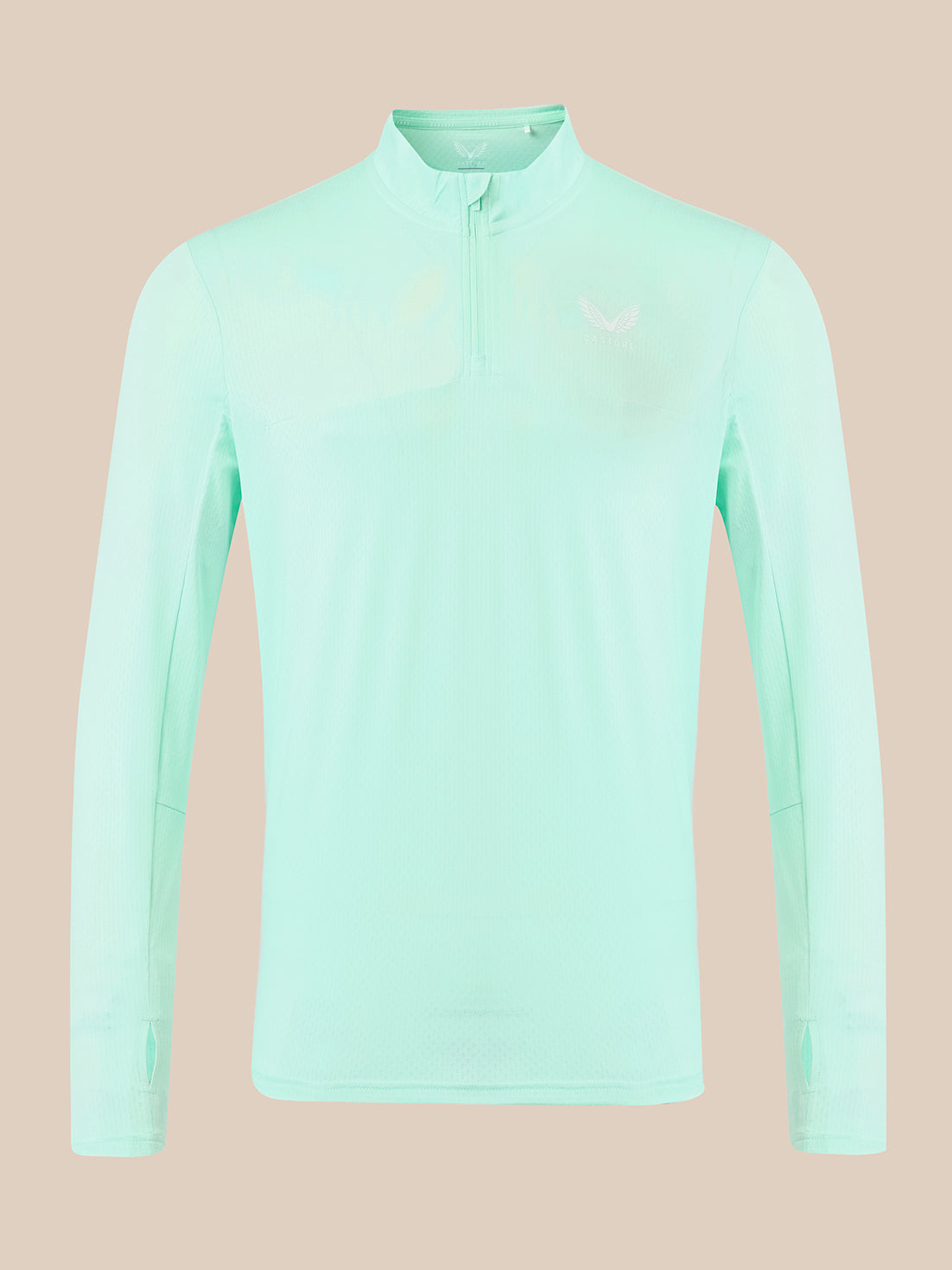 Herren Athletic-Fit-Langarmshirt mit 1/4-Reißverschluss - Grün - Brook Green