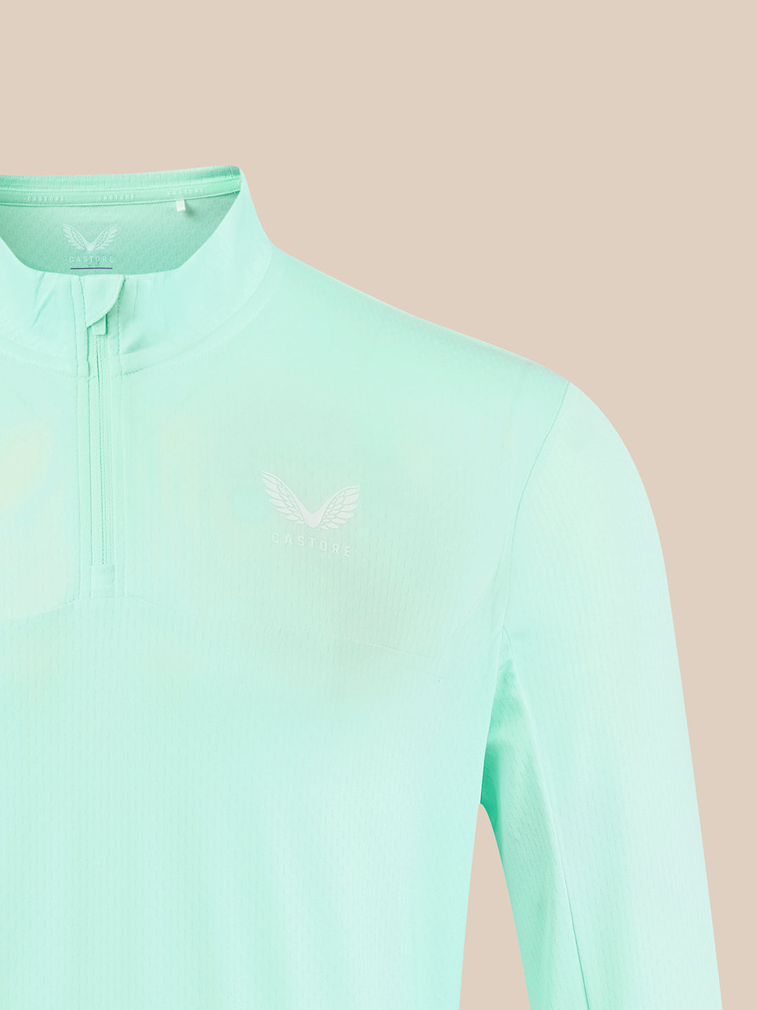 Herren Athletic-Fit-Langarmshirt mit 1/4-Reißverschluss - Grün - Brook Green