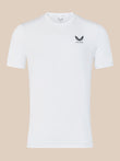 Front view of white men's short sleeve training T shirt with Castore logo on chest