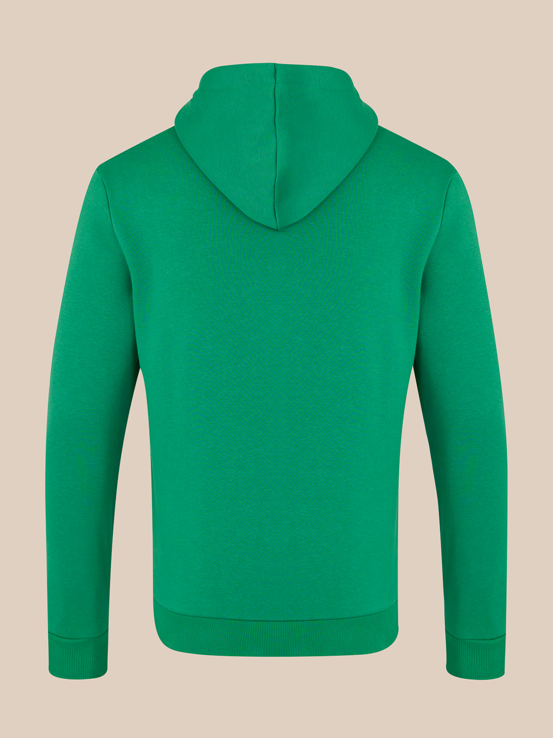 Green hoodie on a beige background