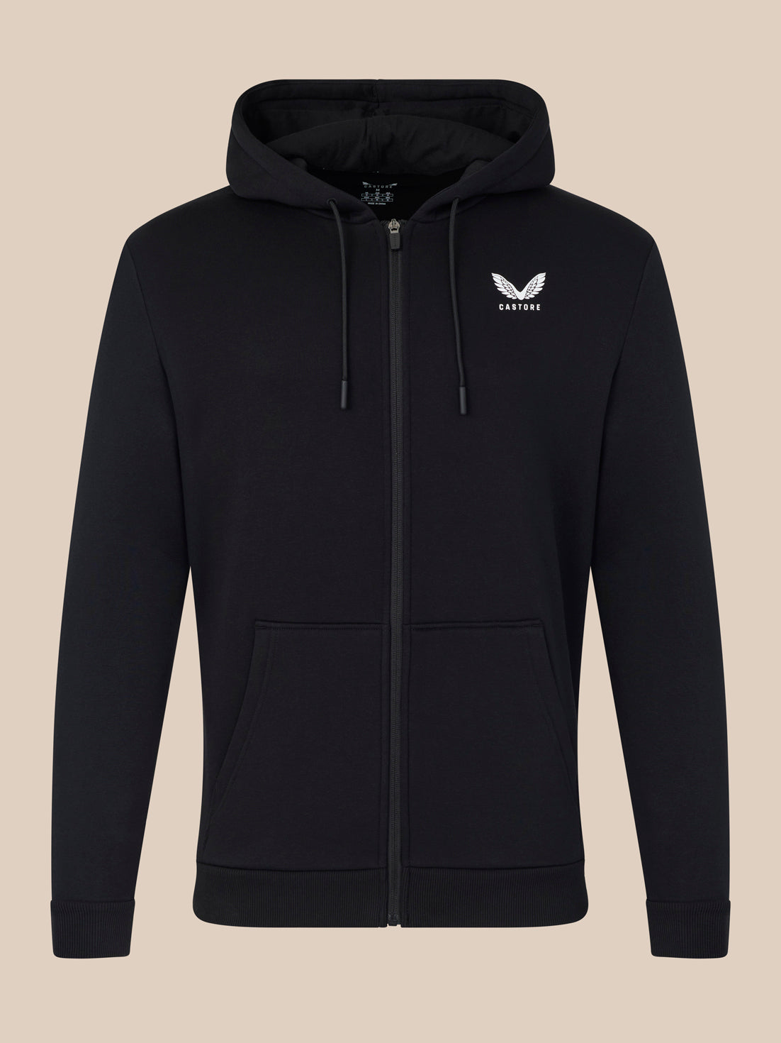 Herren Langarm-Hoodie mit durchgehendem Zip – Schwarz - Schwarz