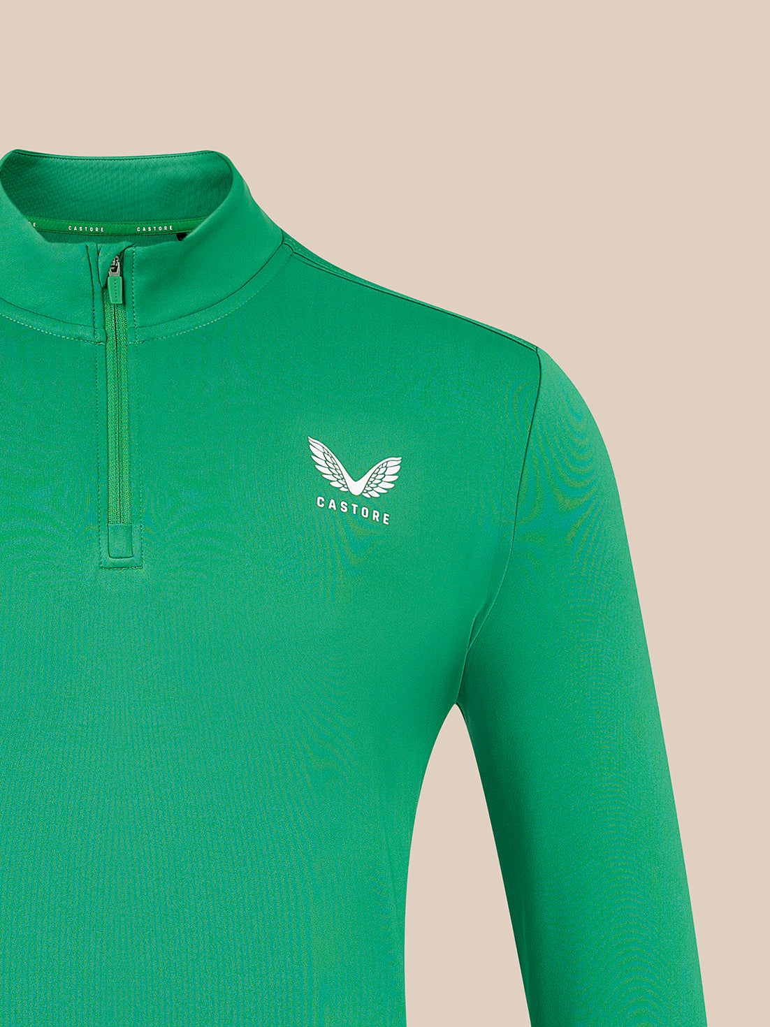 Midlayer-shirt met lange mouwen en 1/4-rits voor heren - Groen - Groen