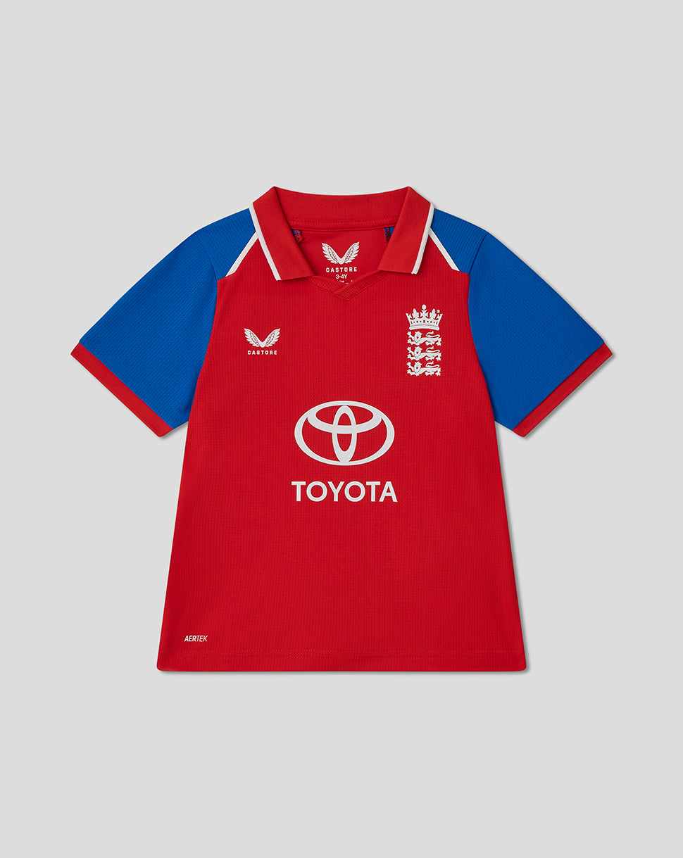 England Cricket Replica-Shirt mit kurzen Ärmeln, Grösse 26/27 für Kleinkinder - Rot