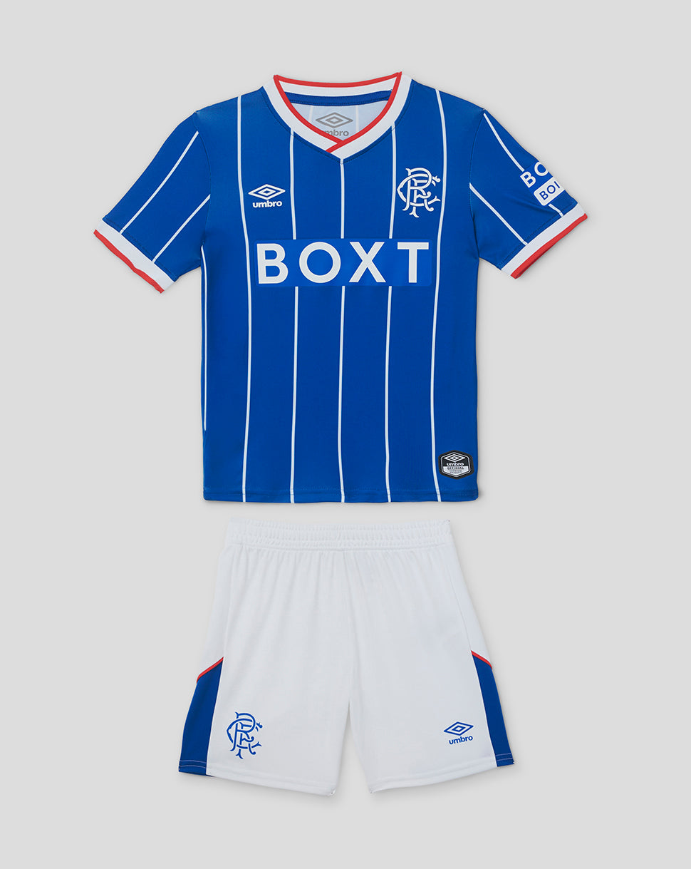Blue and white sports jersey with 'BOXT' branding on a light gray background