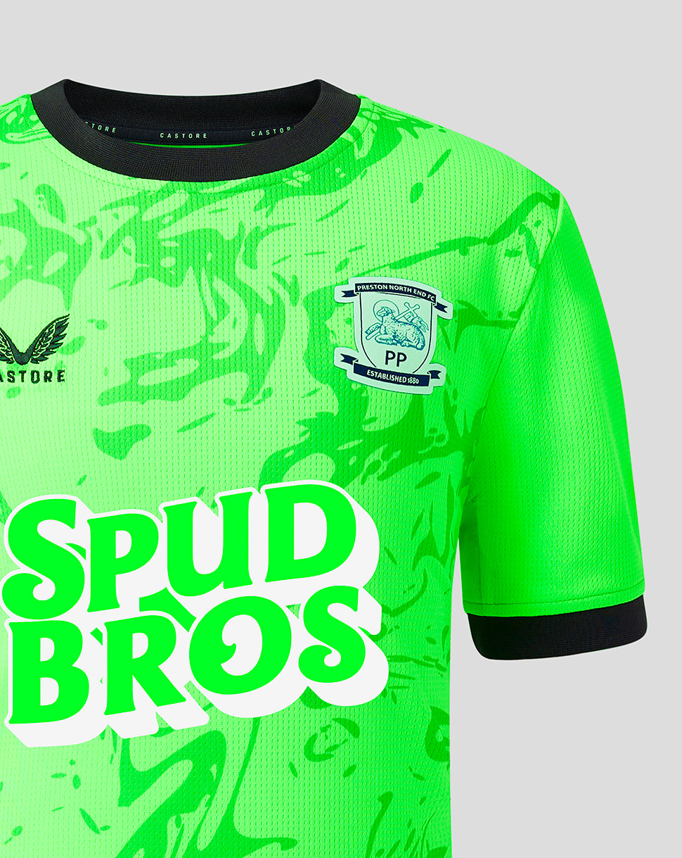 Green sports jersey with 'Spud Bros' text and a logo on a gray background