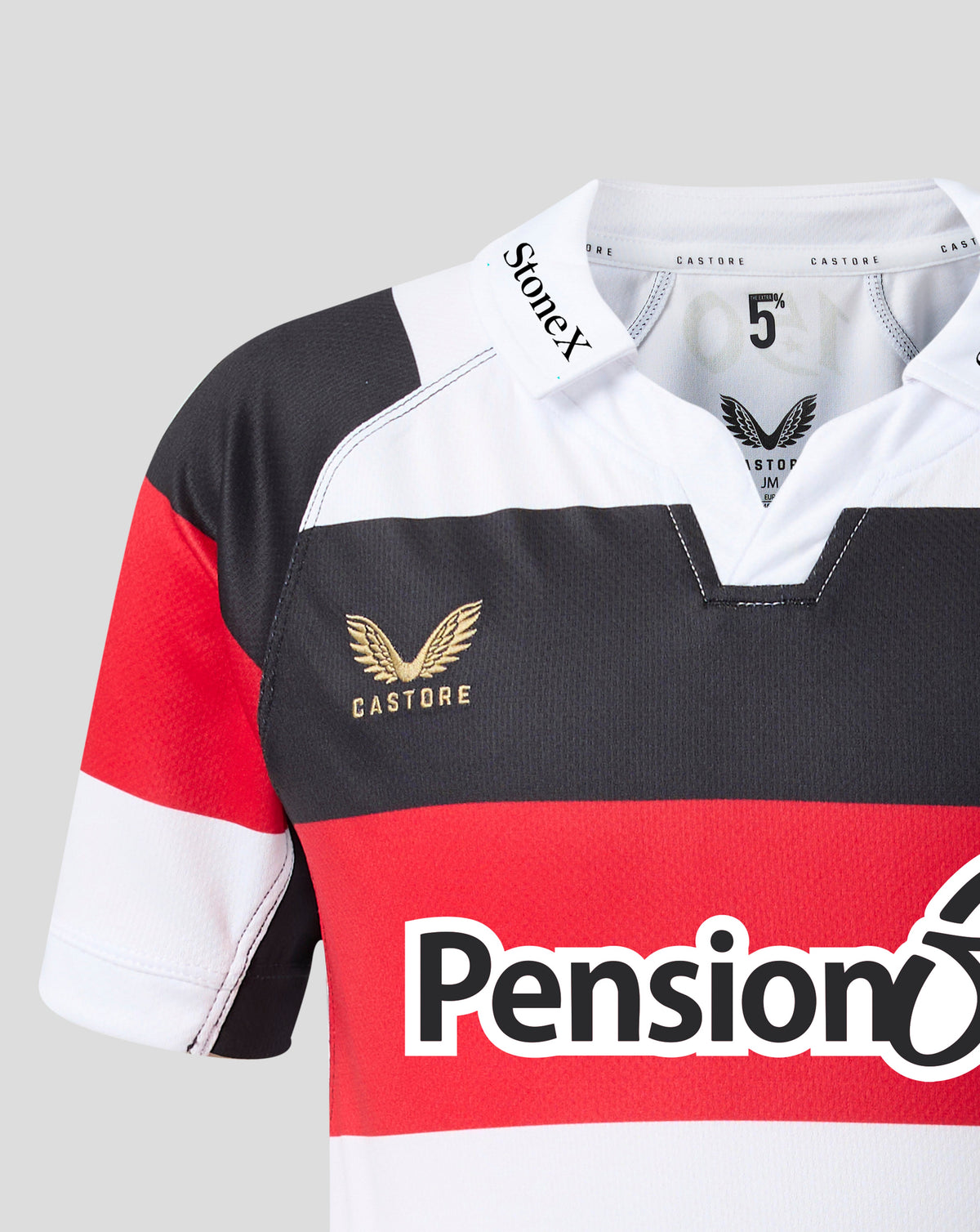 Camiseta Saracens Junior 2026/27 150 Anniversary Réplica – Blanco - Blanco/Negro/Rojo