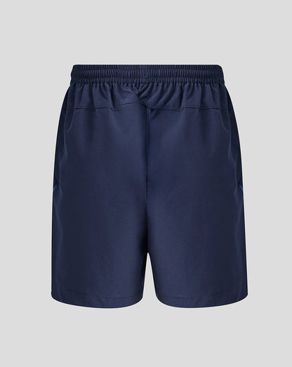Navy blue shorts on a light gray background