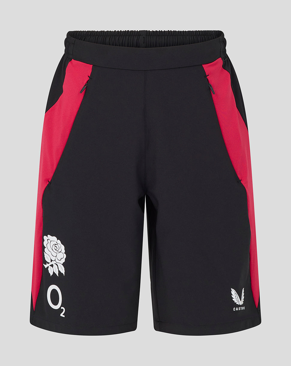 England Rugby Junior 26/27 Training Long Line Short – Zwart - Zwart