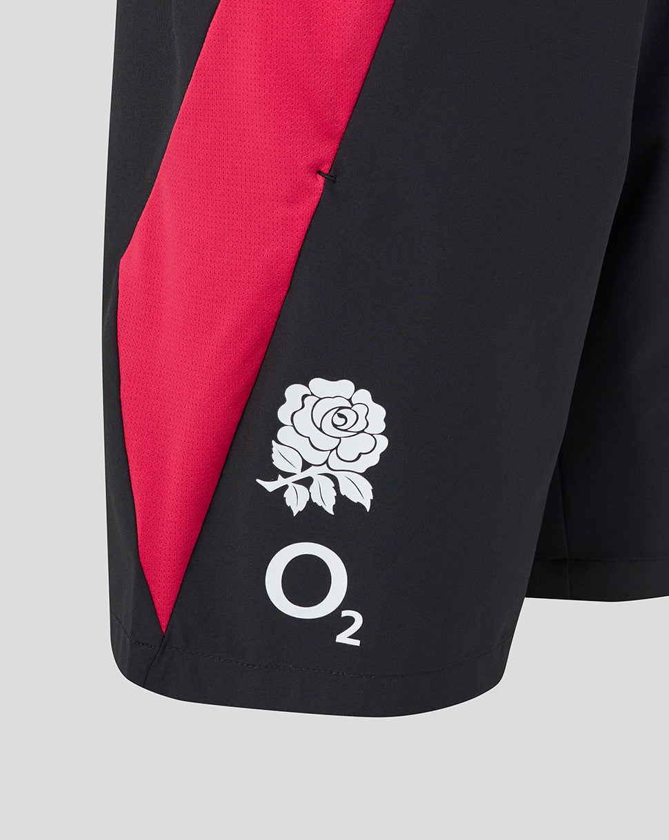 England Rugby Junior 26/27 Training Long Line Short – Zwart - Zwart