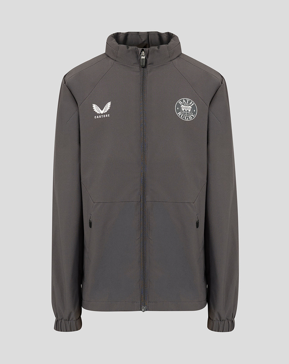 Bath Rugby Junior 2026/27 Training Packable Hood Shower Jacke - Gunmetal