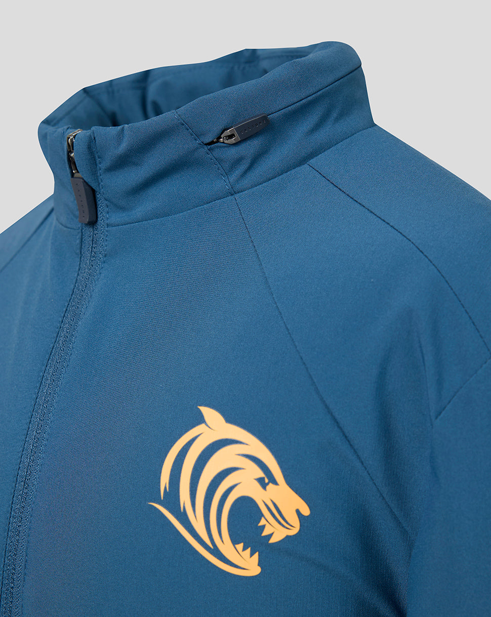Leicester Tigers Junior 2026/27 Training Packable Hood Shower Jacke - Blau