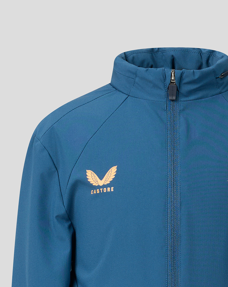 Leicester Tigers Junior 2026/27 Training Packable Hood Shower Jacke - Blau