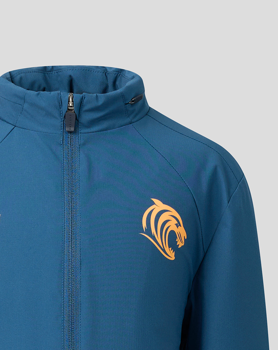 Leicester Tigers Junior 2026/27 Training Packable Hood Shower Jacke - Blau