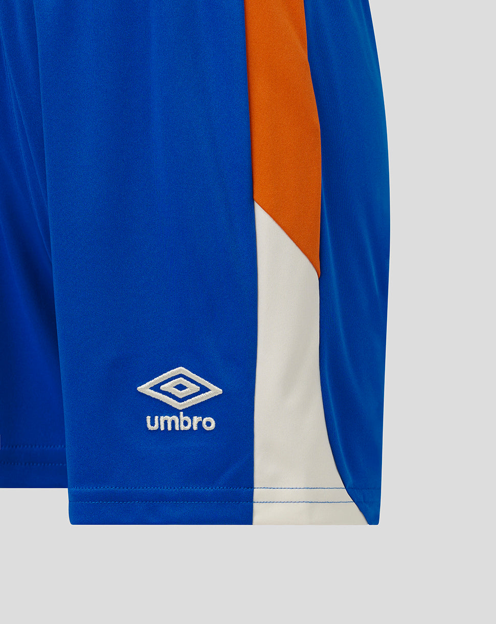 Blue sports jersey with orange and white accents featuring Umbro logo on a gray background