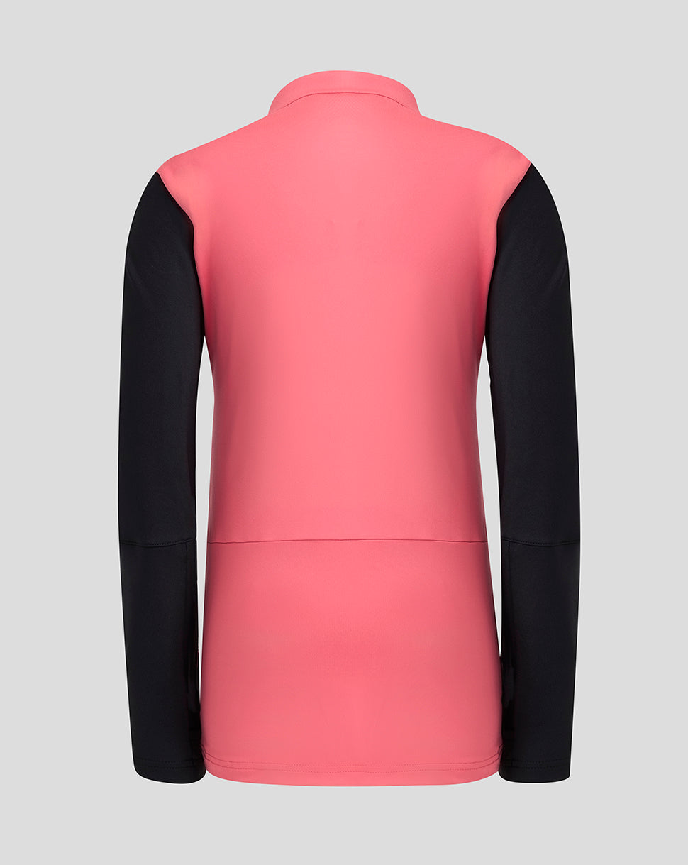 Pink and black jacket on a light gray background