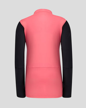 Pink and black jacket on a light gray background
