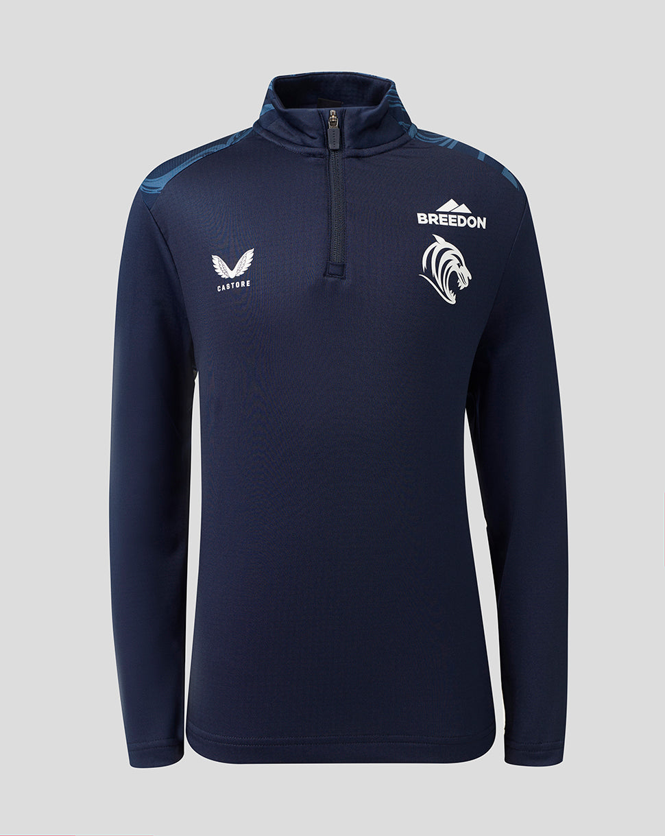 Leicester Tigers junior 2026/27 Matchday 1/4 zip top - Marineblauw