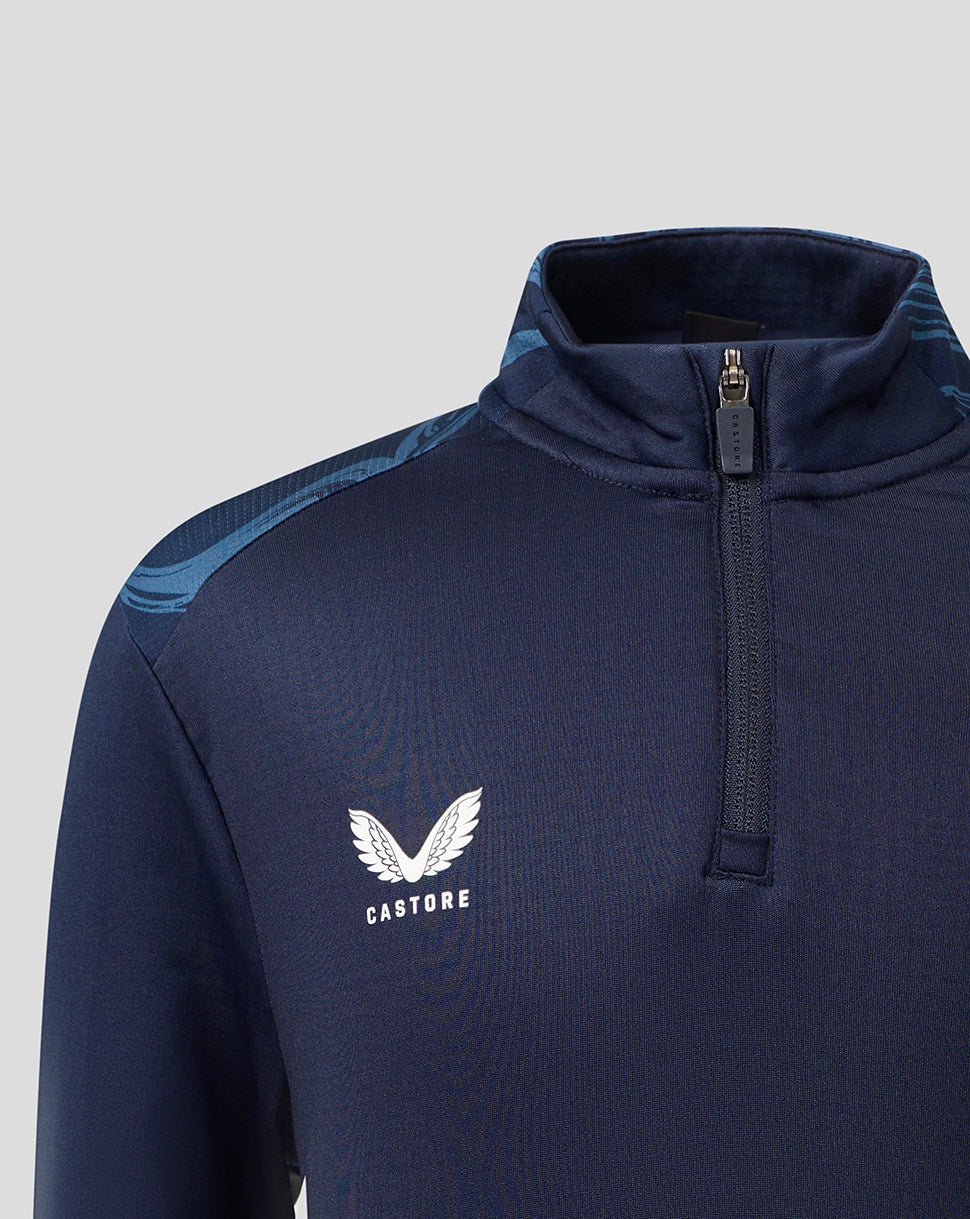Leicester Tigers junior 2026/27 Matchday 1/4 zip top - Marineblauw