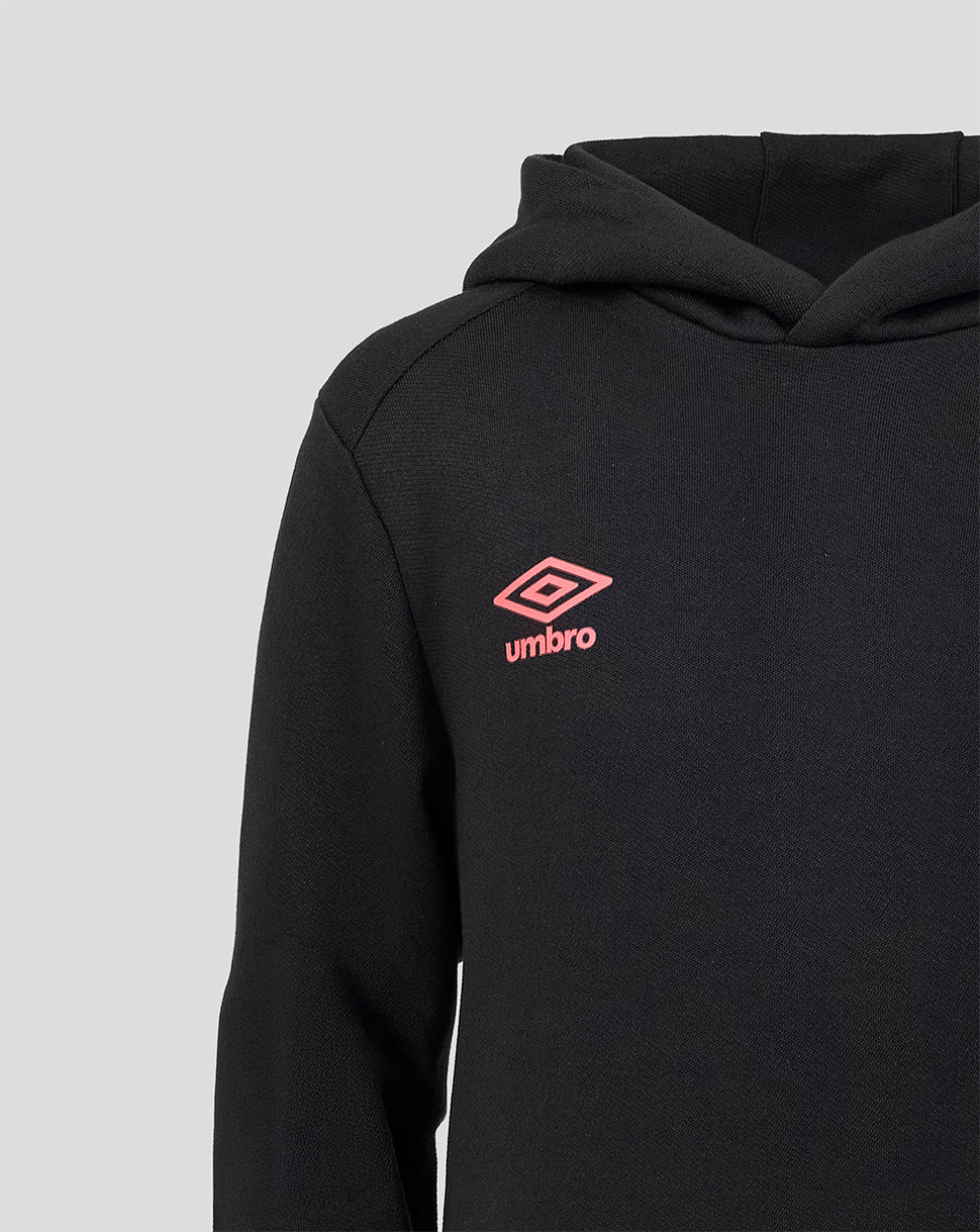 Black hoodie with Umbro logo on a light gray background