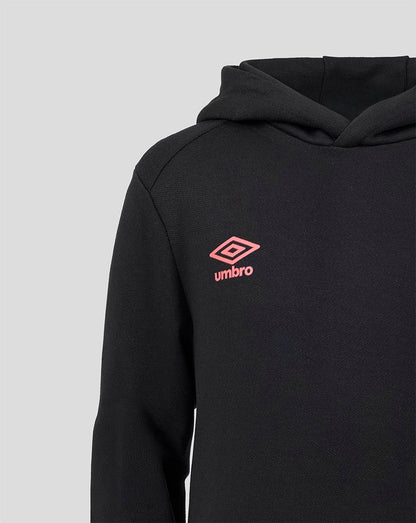 Black hoodie with Umbro logo on a light gray background