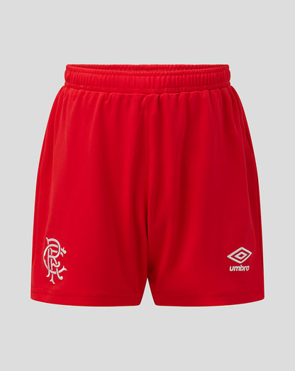 Red shorts with a logo on a gray background