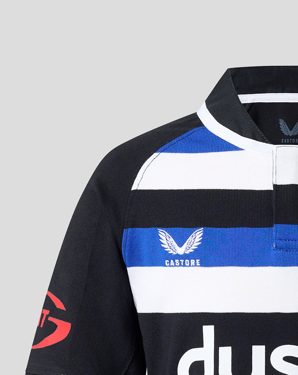 Bath Rugby Junior 2026/27 Home Classic Cotton Short Sleeve Shirt - Black/Blue