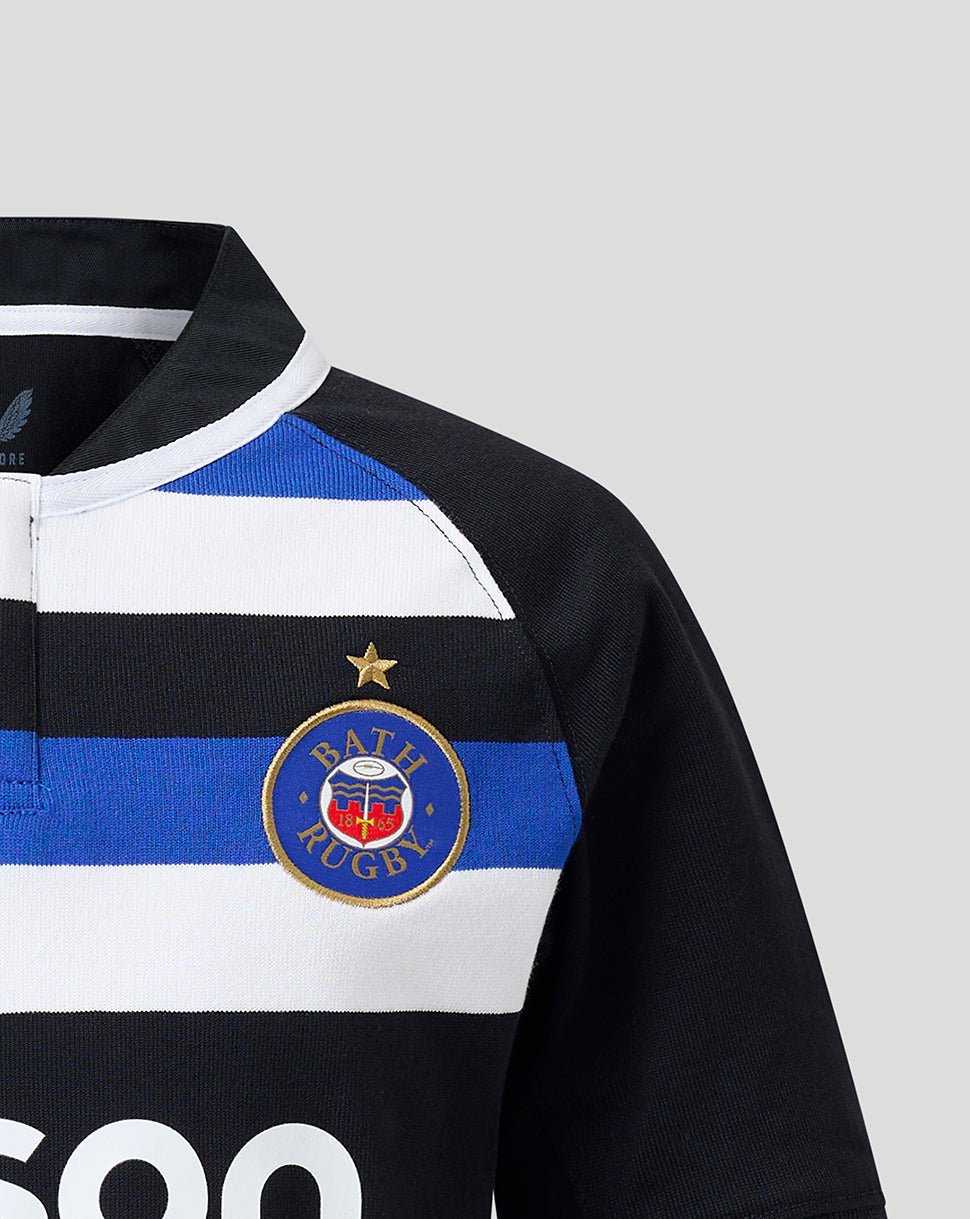 Bath Rugby Junior 2026/27 Home Classic Cotton Short Sleeve Shirt - Black/Blue