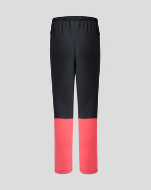 Black and red pants on a light gray background