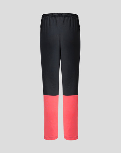 Black and red pants on a light gray background