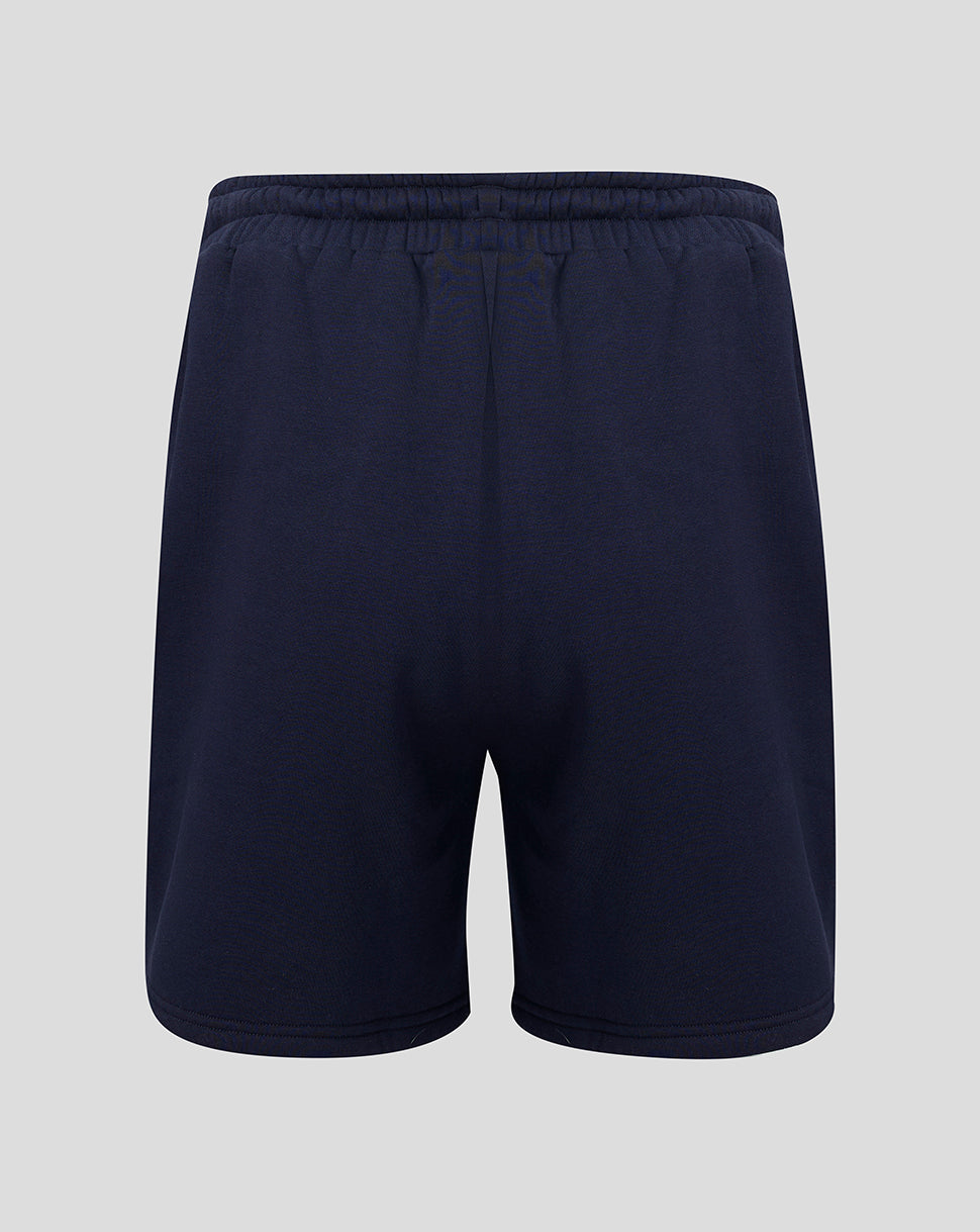 Navy blue shorts on a light gray background