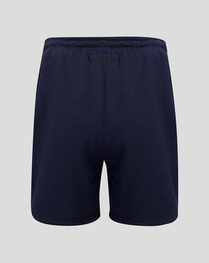 Navy blue shorts on a light gray background