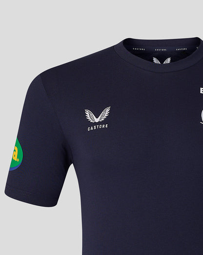 Back view of men's navy Leicester Tigers Travel T-Shirt with plain design
