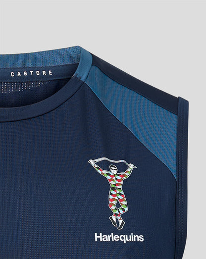 Navy sports jersey with Harlequins logo and Castore branding on a light gray background