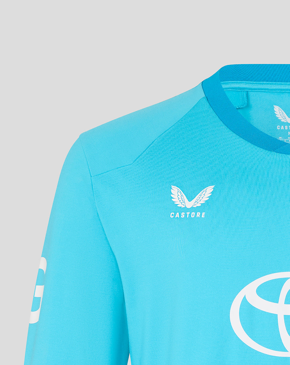 Light blue cycling jersey with 'Castore' and 'Toyota' logos on a gray background