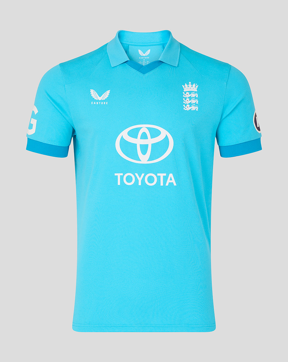 England Cricket Men's 26/27 ODI Replica Short Sleeve Shirt - Blue