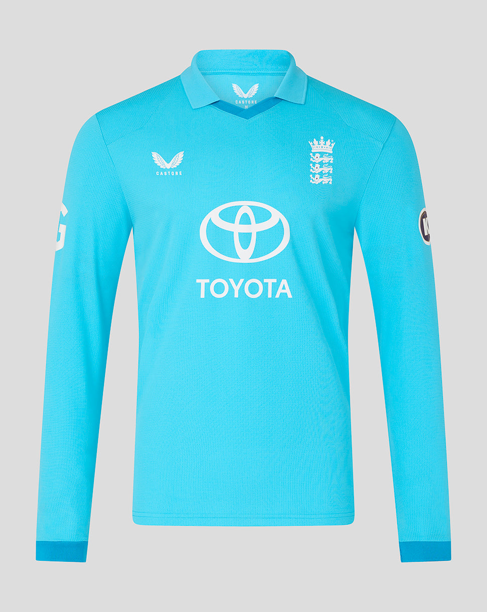 England Cricket Heren 26/27 ODI-replica-shirt met lange mouwen - Blauw
