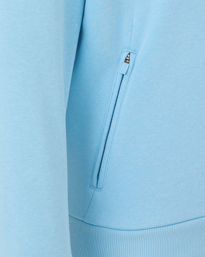 Light blue jacket with a zipper detail on a matching background