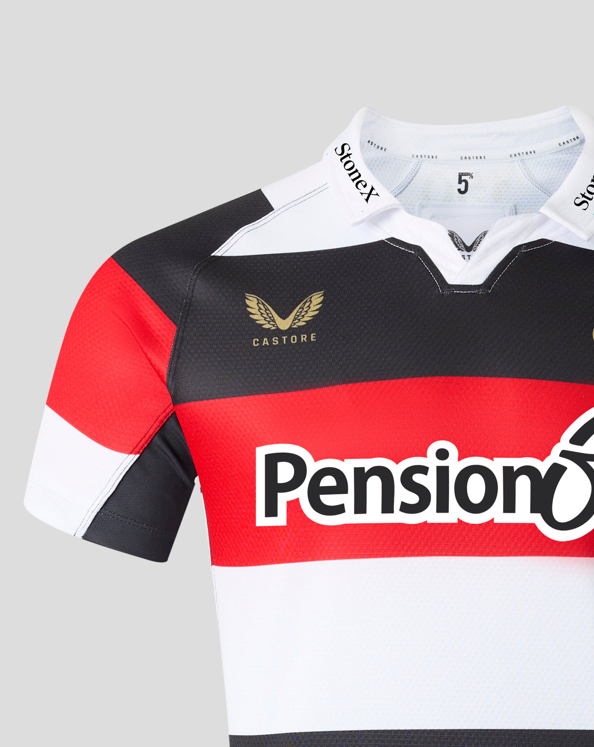 Camiseta Saracens Hombre 2026/27 150 Anniversary Pro - Blanco/Negro/Rojo