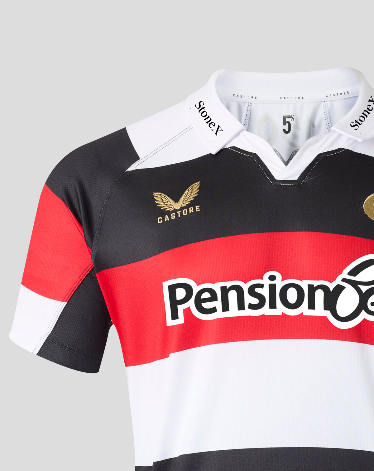 Saracens Heren 2026/27 150 Anniversary Replica Shirt - Wit/Zwart/Rood