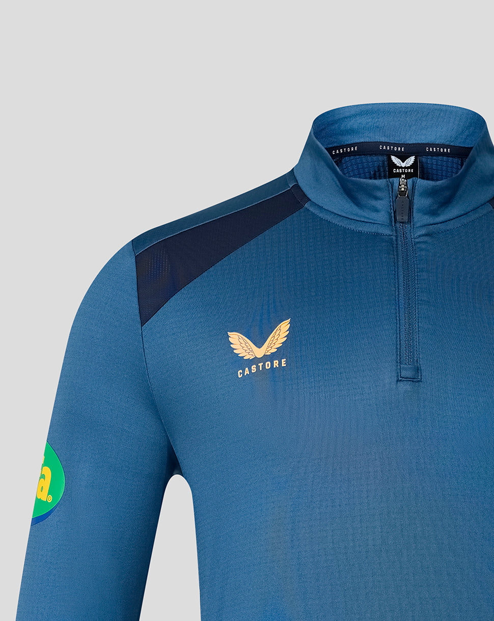 Leicester Tigers heren 2026/27 Training 1/4 zip top – blauw - Blauw