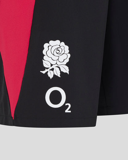Black sports kit with red accents and a white rose logo, featuring the O2 brand on a gray background.